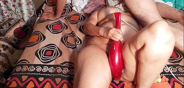  Hubby massge hot wife pussy by vibretor than wife horny and blowjob hubby cock